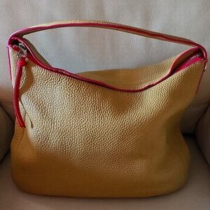 EUC: COACH BLEEKER SULLIVAN HOBO (EDGEPAINT CAMEL/PINK) LEATHER HANDBAG: